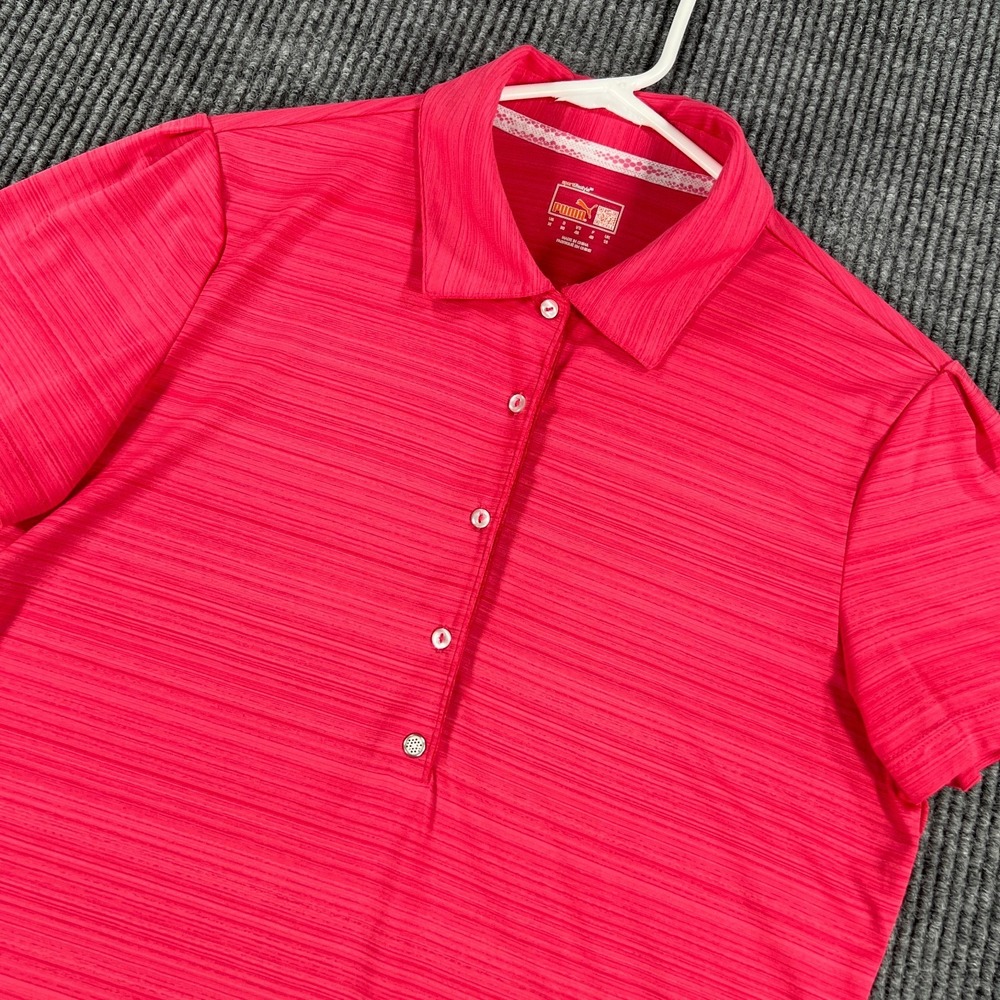 Puma Polo Shirt Womens Medium Pink Short Sleeve Golf Outdoor Tennis Active